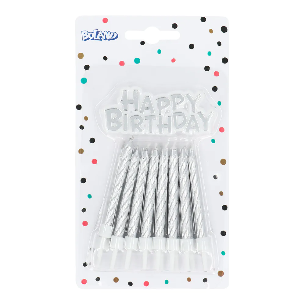 Rođendanske svjećice, Happy birthday, srebrne