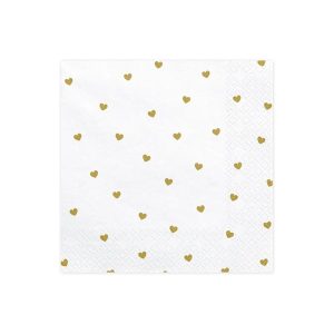 Party salvete bijele sa zlatnim srcima, 33*33 cm