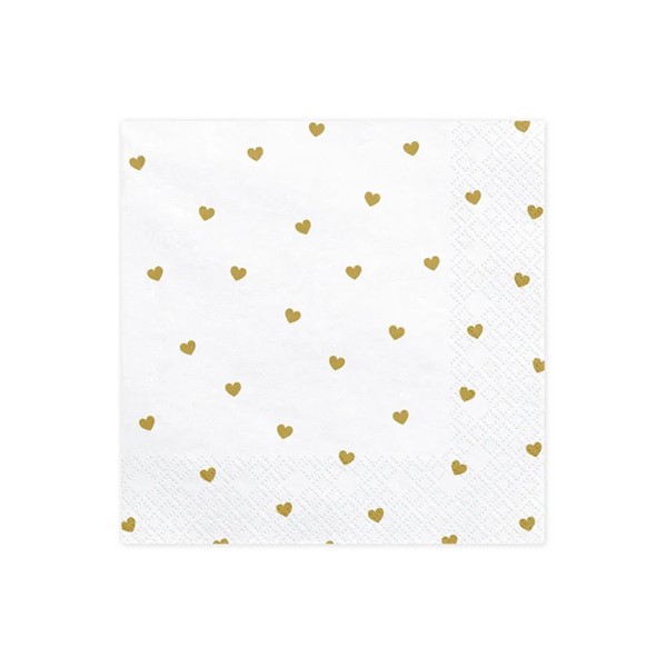 Party salvete bijele sa zlatnim srcima, 33*33 cm