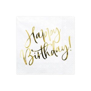 Party salvete Happy birthday, gold, 33*33 cm