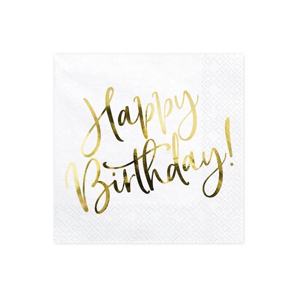 Party salvete Happy birthday, gold, 33*33 cm