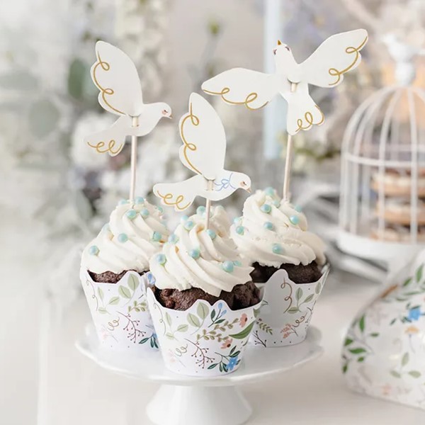 Cupcake topperi, golubice, 6 kom - Slika 2