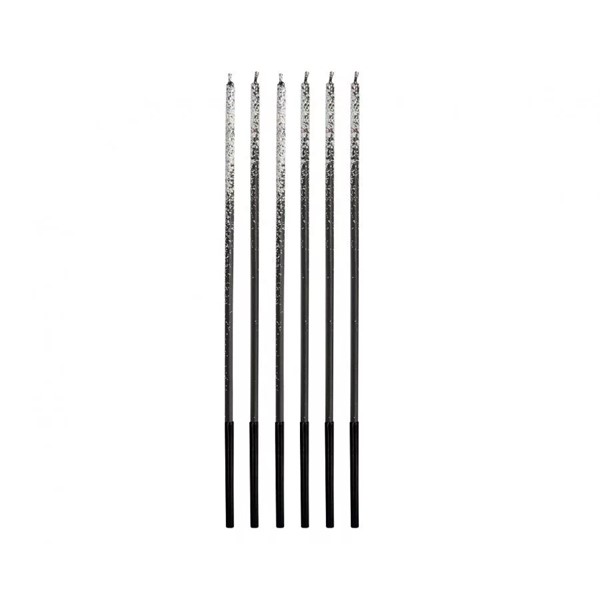 Visoke svjećice crne/srebrne, 17 cm