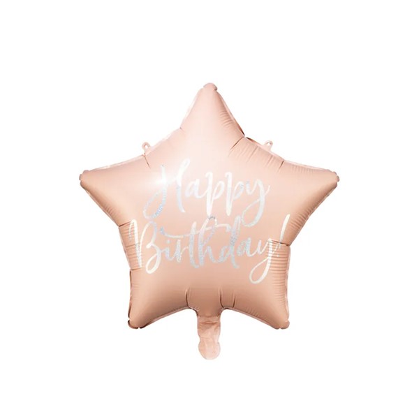 Folijski balon 40 cm, Happy Birthday, roza