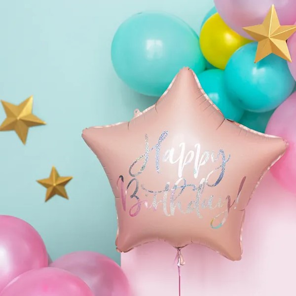 Folijski balon 40 cm, Happy Birthday, roza - Slika 2