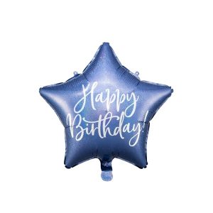 Folijski balon 40 cm, Happy Birthday, plavi