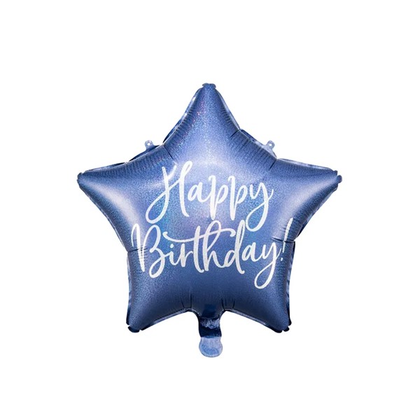 Folijski balon 40 cm, Happy Birthday, plavi