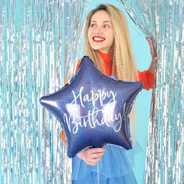 Folijski balon 40 cm, Happy Birthday, plavi - Slika 2