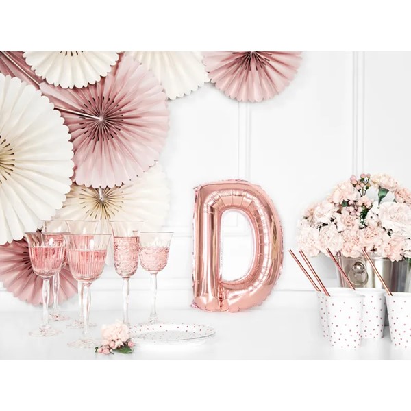 Folijski balon 35cm, slovo D, rose gold - Slika 3