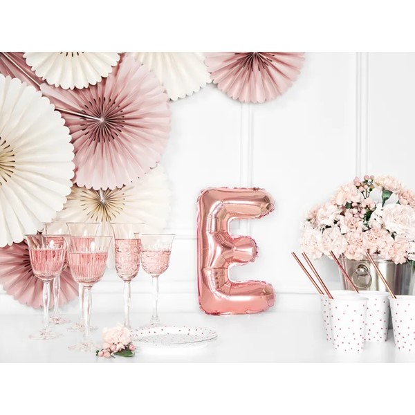 Folijski balon 35cm, slovo E, rose gold - Slika 3