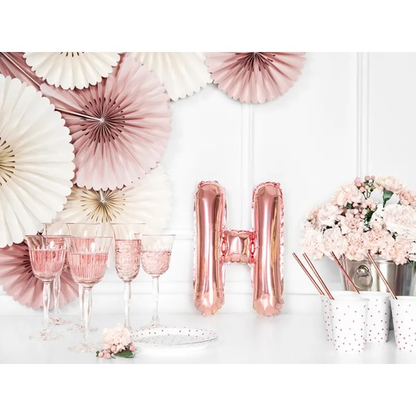 Folijski balon 35cm, slovo H, rose gold - Slika 3