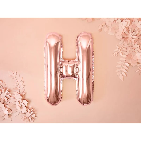 Folijski balon 35cm, slovo H, rose gold - Slika 2