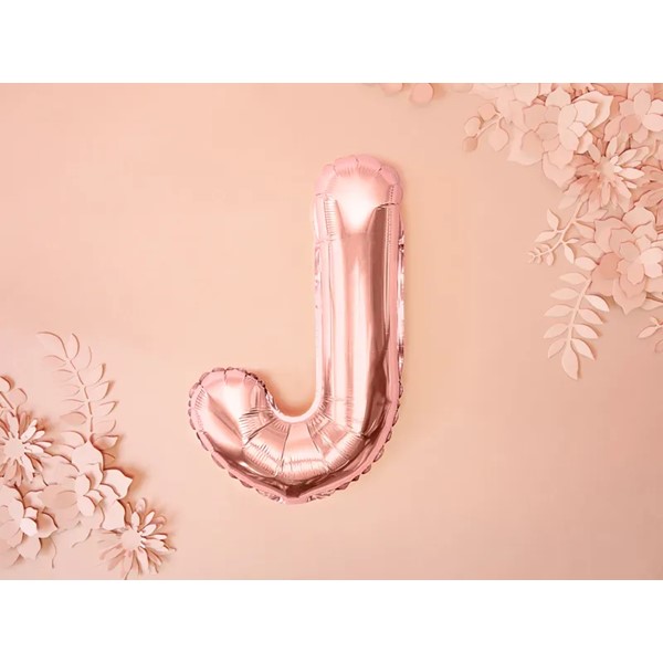 Folijski balon 35cm, slovo J, rose gold - Slika 3