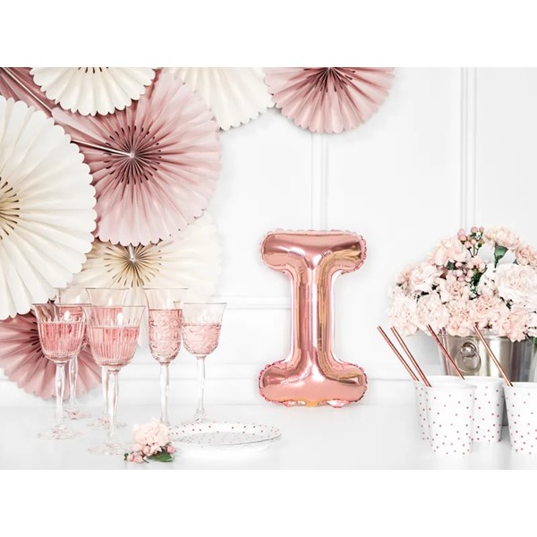 Folijski balon 35cm, slovo I, rose gold - Slika 2