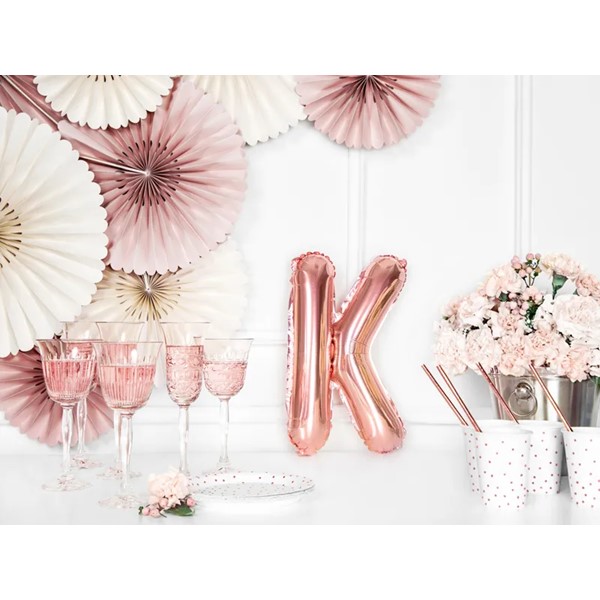 Folijski balon 35cm, slovo K, rose gold - Slika 3