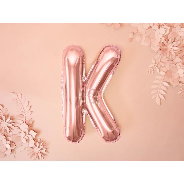 Folijski balon 35cm, slovo K, rose gold - Slika 2