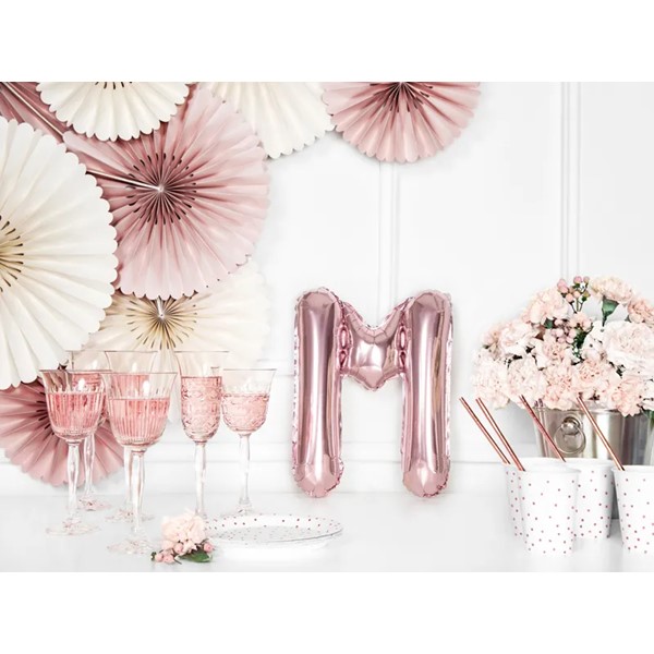 Folijski balon 35cm, slovo M, rose gold - Slika 3