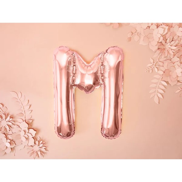 Folijski balon 35cm, slovo M, rose gold - Slika 2