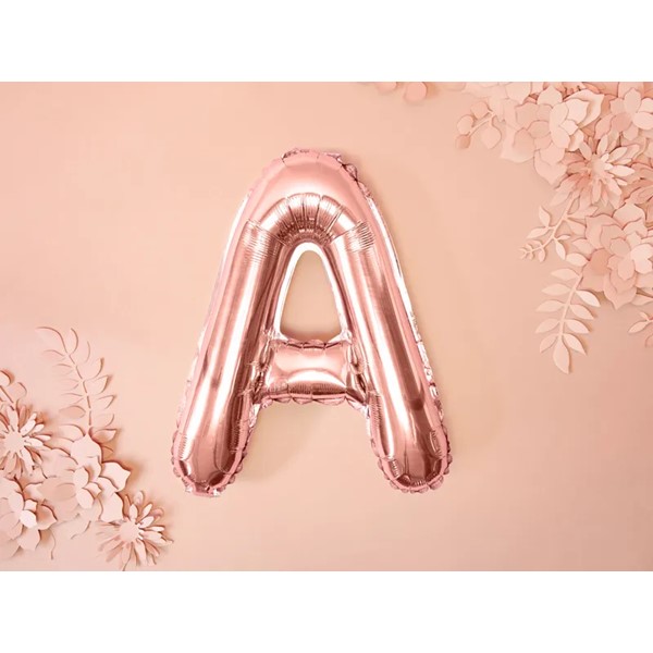 Folijski balon 35cm, slovo A, rose gold - Slika 3
