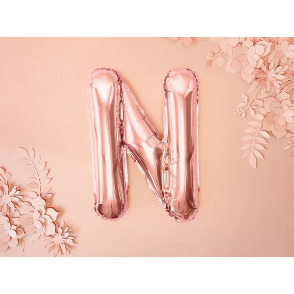 Folijski balon 35cm, slovo N, rose gold - Slika 2