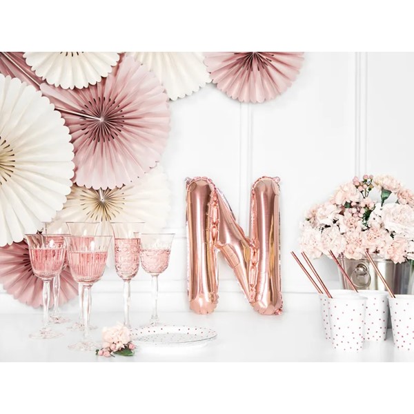 Folijski balon 35cm, slovo N, rose gold - Slika 3
