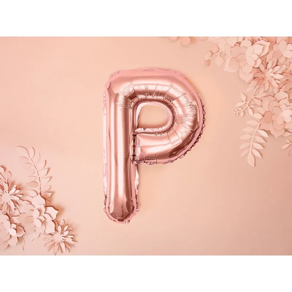 Folijski balon 35cm, slovo P, rose gold - Slika 3