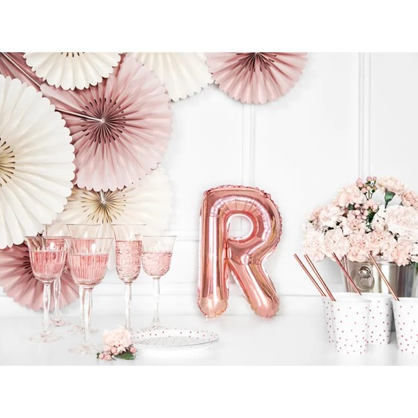 Folijski balon 35cm, slovo R, rose gold - Slika 3