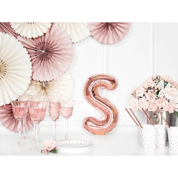 Folijski balon 35cm, slovo S, rose gold - Slika 2