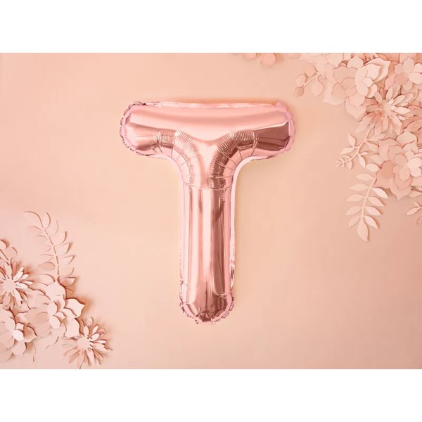 Folijski balon 35cm, slovo T, rose gold - Slika 3