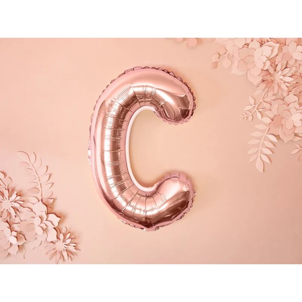 Folijski balon 35cm, slovo C, rose gold - Slika 3