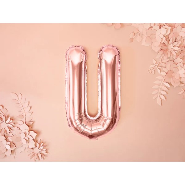 Folijski balon 35cm, slovo U, rose gold - Slika 3