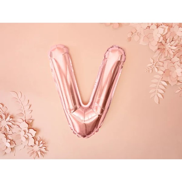 Folijski balon 35cm, slovo V, rose gold - Slika 2