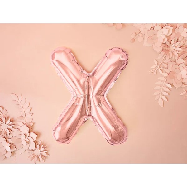 Folijski balon 35cm, slovo X, rose gold - Slika 3