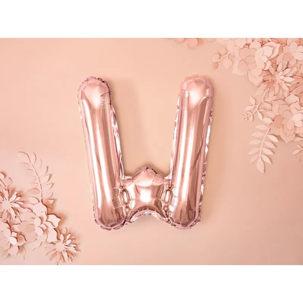 Folijski balon 35cm, slovo W, rose gold - Slika 2