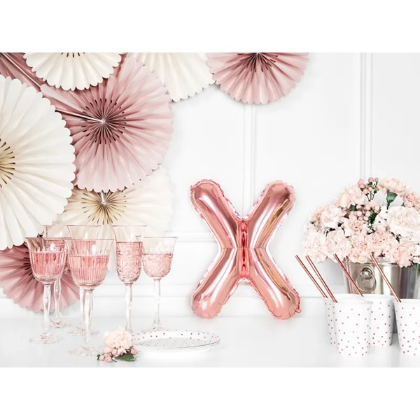Folijski balon 35cm, slovo X, rose gold - Slika 2