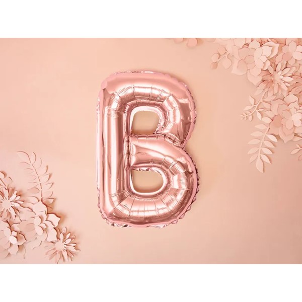 Folijski balon 35cm, slovo B, rose gold - Slika 2
