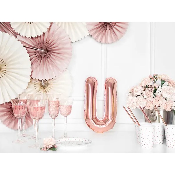 Folijski balon 35cm, slovo U, rose gold - Slika 2