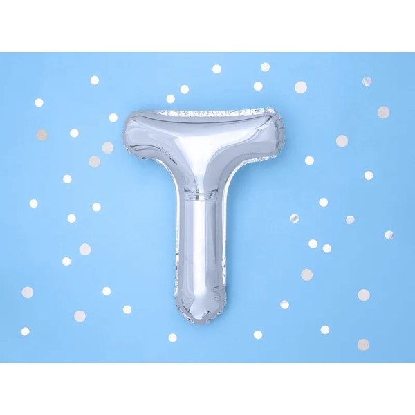 Folijski balon 35cm, slovo T, silver - Slika 2