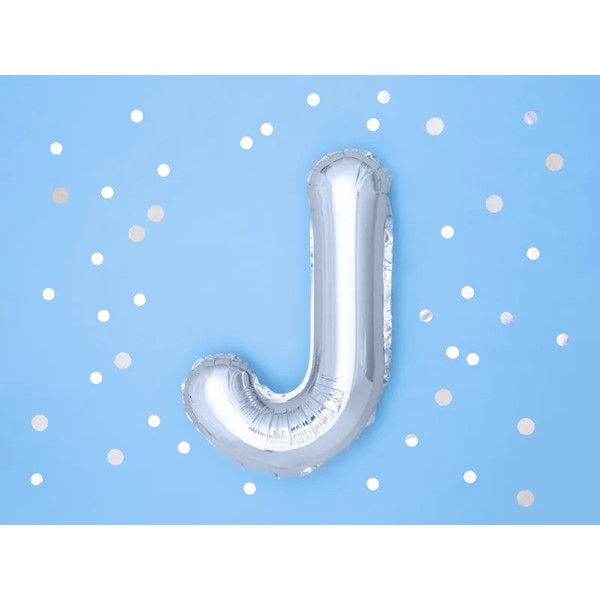 Folijski balon 35cm, slovo J, silver - Slika 2