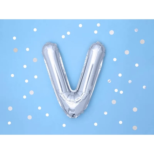 Folijski balon 35cm, slovo V, silver - Slika 2