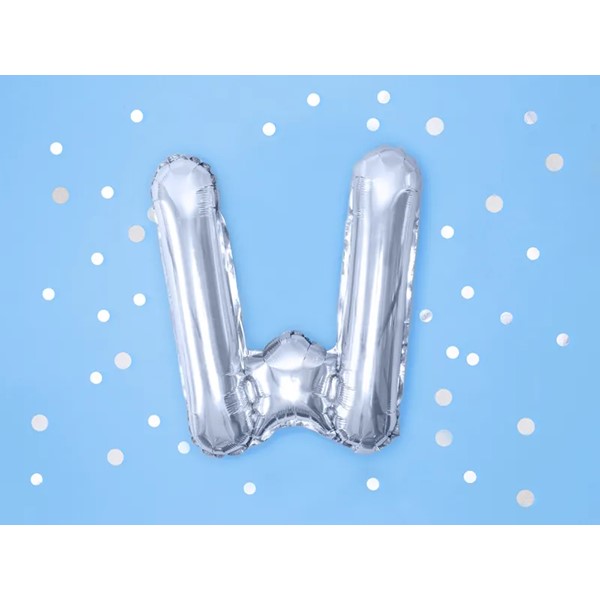 Folijski balon 35cm, slovo W, silver - Slika 2