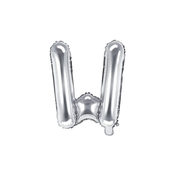 Folijski balon 35cm, slovo W, silver