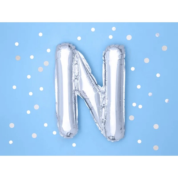 Folijski balon 35cm, slovo N, silver - Slika 2