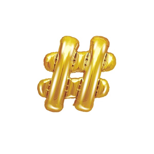 Folijski balon 35cm, znak #, gold