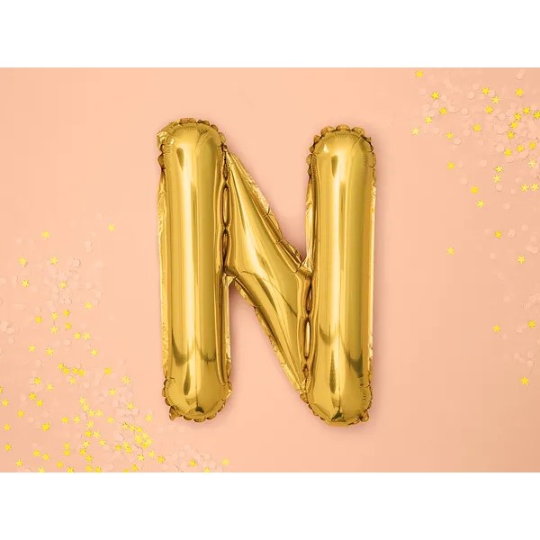 Folijski balon 35cm, slovo N, gold - Slika 2