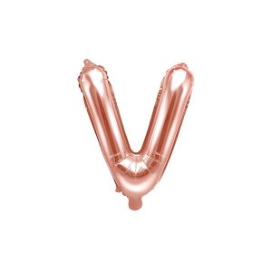 Folijski balon 35cm, slovo V, rose gold