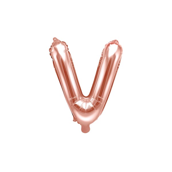 Folijski balon 35cm, slovo V, rose gold
