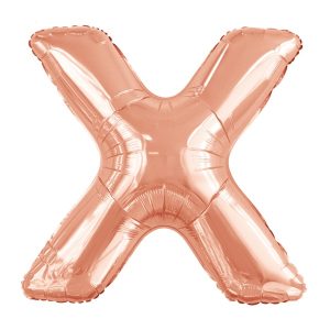 Folijski balon 80cm, slovo X, rose gold