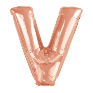 Folijski balon 80cm, slovo V, rose gold