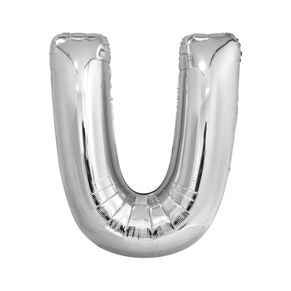 Folijski balon 80cm, slovo U, silver